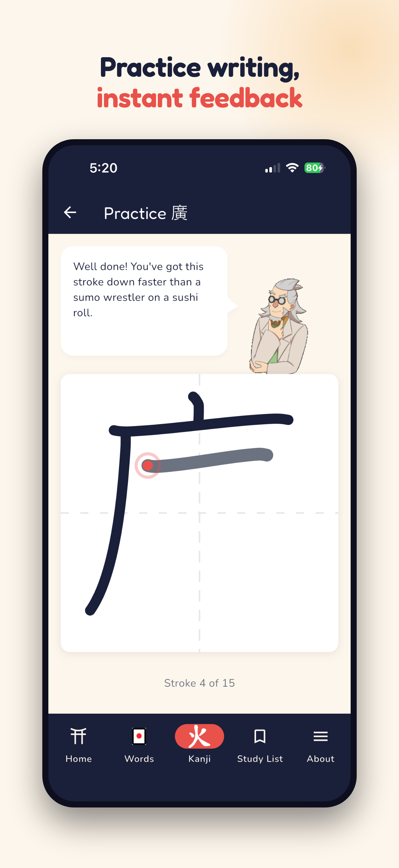 Kanji writing practice